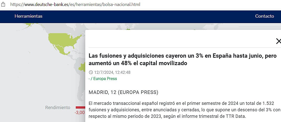 Las fusiones y adquisiciones cayeron un 3% en Espaa hasta junio, pero aument un 48% el capital movilizado